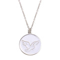 Rhodium Plated 925 Sterling Silver Disc With Dove Words Necklace - SOP00129