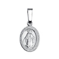925 Sterling Silver Silver Finish High Polished Mary Medallion Small Charm - SOP00135