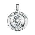 925 Sterling Silver Silver Finish High Polished St. Christopher Medallion Charm - SOP00136
