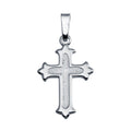 925 Sterling Silver Silver Finish High Polished Floury Cross Pendant - SOP00140