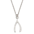 Rhodium Plated 925 Sterling Silver Wishbone Pendant Necklace - SOP00149