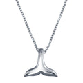 Rhodium Plated 925 Sterling Silver Whale Tail Pendant Necklace - SOP00150