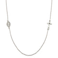 Rhodium Plated 925 Sterling Silver Cross and Illuminated Cross Cutout Necklace - SOP00154