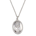 Rhodium Plated 925 Sterling Silver Oval Mom Heart CZ Pendant Necklace - SOP00167
