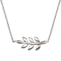 Rhodium Plated 925 Sterling Silver Olive Branch Necklace - SOP00168