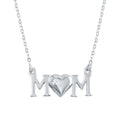 Rhodium Plated 925 Sterling Silver CZ MOM Necklace - SOP00105