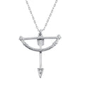 Rhodium Plated 925 Sterling Silver Bow and Arrow Charm Necklace - SOP00106