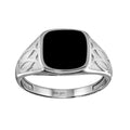 Rhodium Plated 925 Sterling Silver Black Enamel Celtic Design Shank Ring - SOR00003
