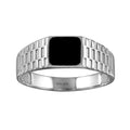 Rhodium Plated 925 Sterling Silver Black Enamel Jubilee Design Shank Ring - SOR00005