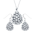 Rhodium Plated 925 Sterling Silver Mosaic Design Teardrop Set - SOS00012