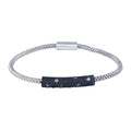 Rhodium Plated 925 Sterling Silver Bar CZ Magnetic Bracelet - SPB00005