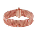 Rose Gold Plated 925 Sterling Silver Round Charm CZ Band Bracelet - SPB00007