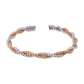 925 Sterling Silver Rhodium and Rose Gold Plated Bead Diamond Cut Bangle- SPB00008