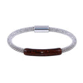 Rhodium Plated 925 Sterling Silver Bar Glitter Magnetic Bracelet - SPB00010