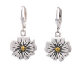Silver Matte Finish & Gold Plated Dangling Flower Earrings - SPE00003