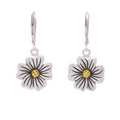 Silver Matte Finish & Gold Plated Wild Flower Dangle Earrings Earrings - SPE00004