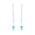 Rhodium Plated 925 Sterling Silver Threaded Colored CZ Cross Earrings - SPE00011