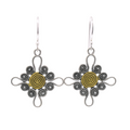 Silver Matte Finish & Gold Plated Swirl Cross Dangle Earrings - SPE00019