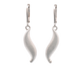 Silver Two Tone Matte Finish Dangling Twisted Almond Shape Earrings - SPE00020