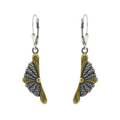 925 Silver Two Tone Oxidized Matte Fan Dangle Earrings - SPE00023