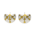 925 Silver Two Tone Oxidized Matte Artisanal Button Earrings - SPE00024