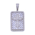 Rhodium Plated 925 Sterling Silver CZ Cross Tag Pendant - SLP00304
