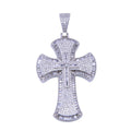 Rhodium Plated 925 Sterling Silver CZ Cross Pendant - SLP00313