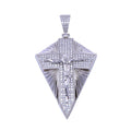 Rhodium Plated 925 Sterling Silver CZ Shining Cross Pendant - SLP00315