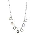 High Polish 925 Sterling Silver Multi Shaped Dangle Necklace- SPN00021