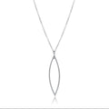 Rhodium Plated 925 Sterling Silver Large Cut Out Almond Dangle Necklace - SPN00032