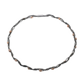 Black Rhodium Plated Sterling Silver with Rose Oval Beads Twisted Italian Necklace - SPN00038