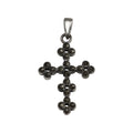 Oxidized 925 Sterling Silver Cross Marcasite Stone Pendant - SPP00001