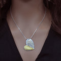 Two-Tone 925 Sterling Silver Matte Finish Geometric Pattern Design Heart Pendant- SPP00007