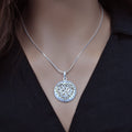 Sterling Silver Matte Finish Heart Center Filigree Disc Pendant - SPP00011