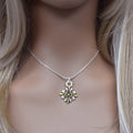Two-Tone 925 Sterling Silver Matte Finish Cross Fleury Pendant - SPP00015