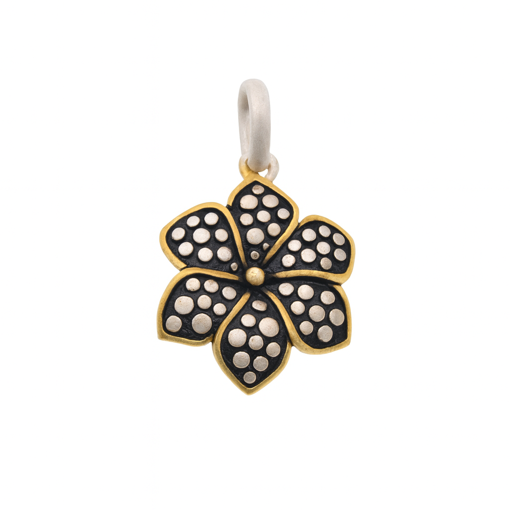 Sterling Silver Matte Finish 2 Toned Flower Pendant - SPP00019