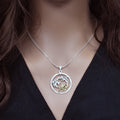 Sterling Silver Matte Finish 2 Toned Open Disc Fish Design Pendant - SPP00024