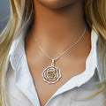 Sterling Silver Matte 2 Tone Flower Outline Pendant -SPP00030
