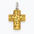 Sterling Silver Matte Finish 2 Tone Double Sided Rock Cross -SPP00034
