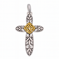 Sterling Silver Matte Finish 2 Tone Filigree Cross -SPP00037