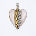 Sterling Silver 2 Tone Mother of Pearl Heart Pendant - SPP00043