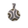 Sterling Silver Three-Tone Beaded Dome Pendant - SPP00052