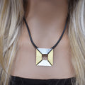 Sterling Silver Three Tone Open Square Pendant - SPP00057