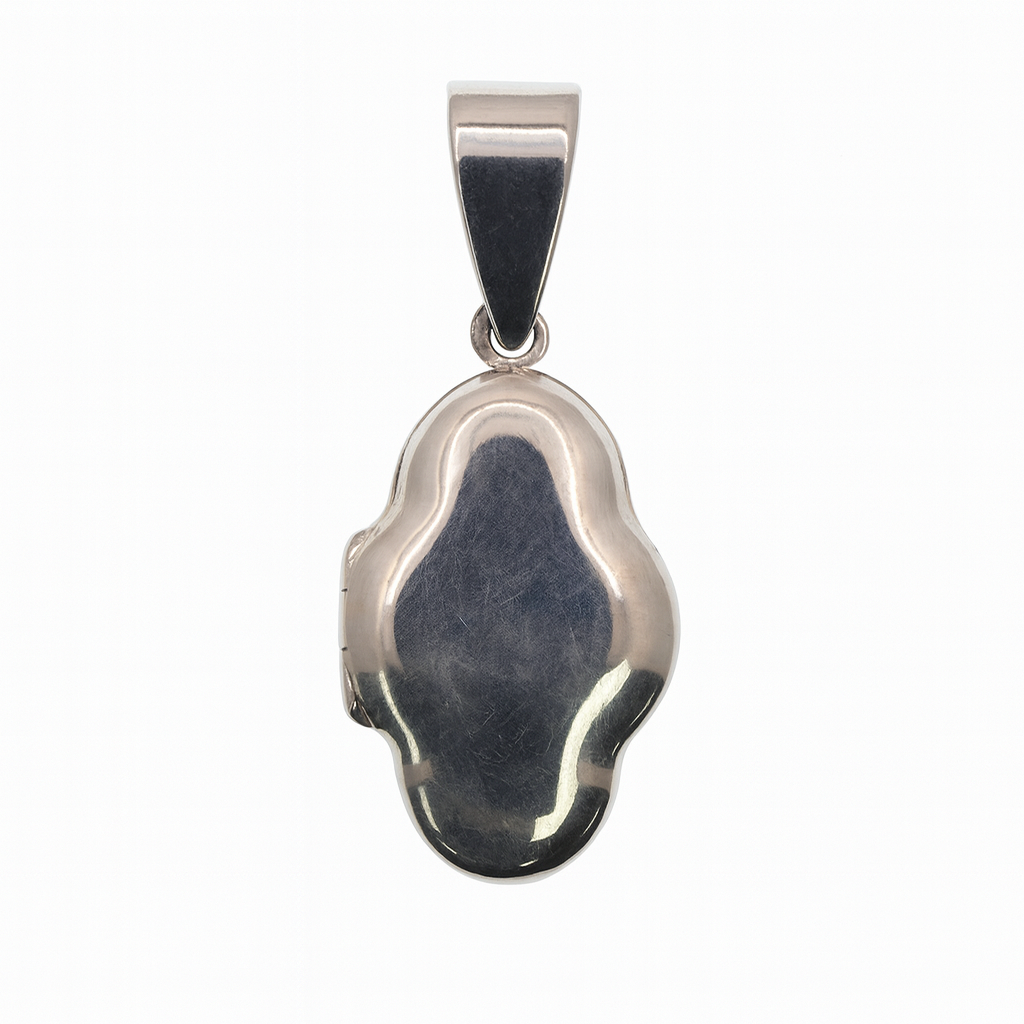 925 Sterling Silver High Polished Oblong Wave Locket- SPP00063