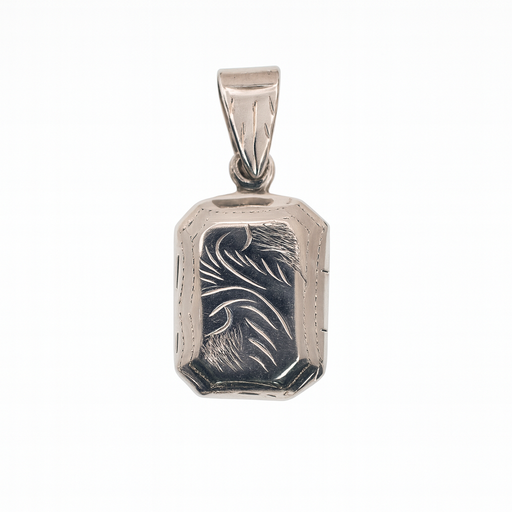 925 Sterling Silver High Polished Rectangle Filigree Locket Pendant- SPP00065