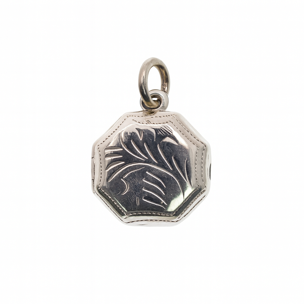 925 Sterling Silver High Polished Octagon Filigree Locket Pendant - SPP00066