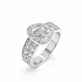 Rhodium Plated 925 Sterling Silver Clear CZ Belt Ring - SPR00012