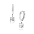925 Sterling Silver 12.5mm Dangling Clear CZ Hoop Earring - SRE00001