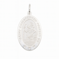 925 Sterling Silver High Polished Sandblasted Saint Christopher CZ Pendant - SPP00067