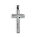 Rhodium Plated Jesus Loves Matte Triple Cross Pendant - SSP00355